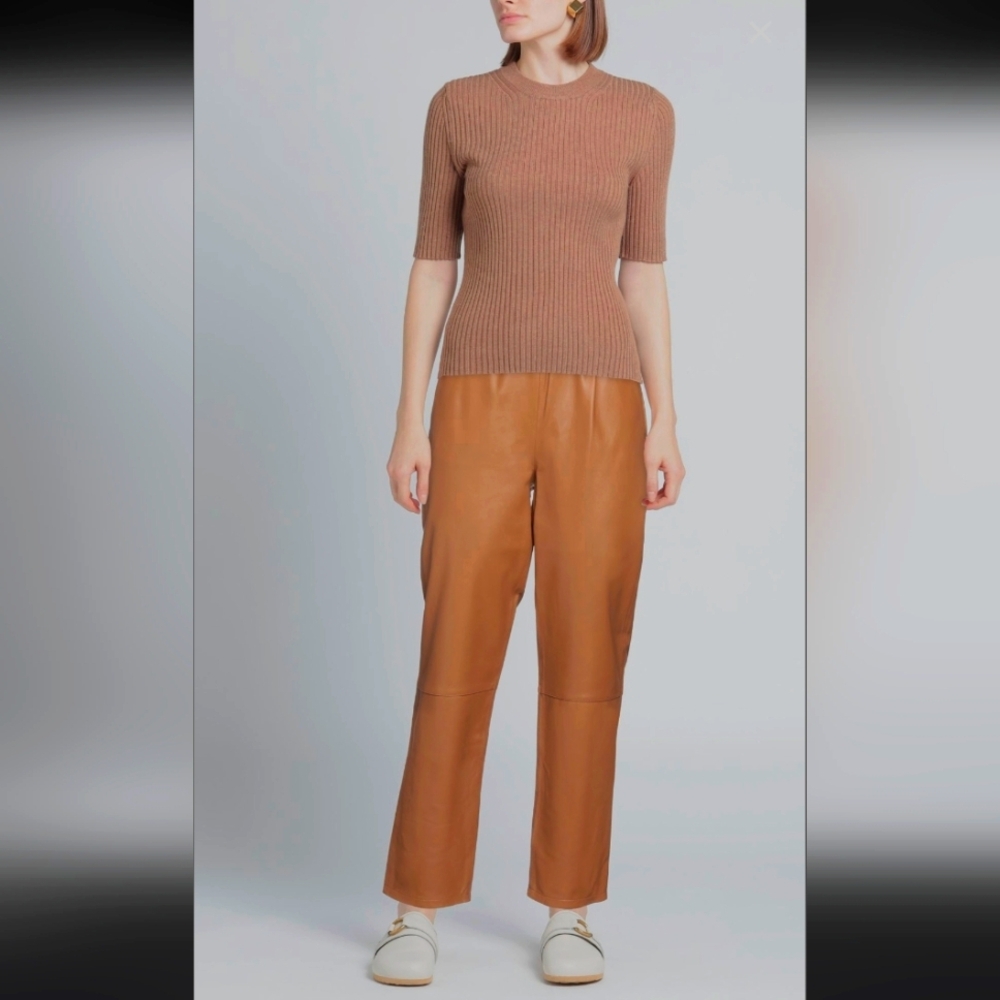 100%‎ Leather Pants , Color Tan